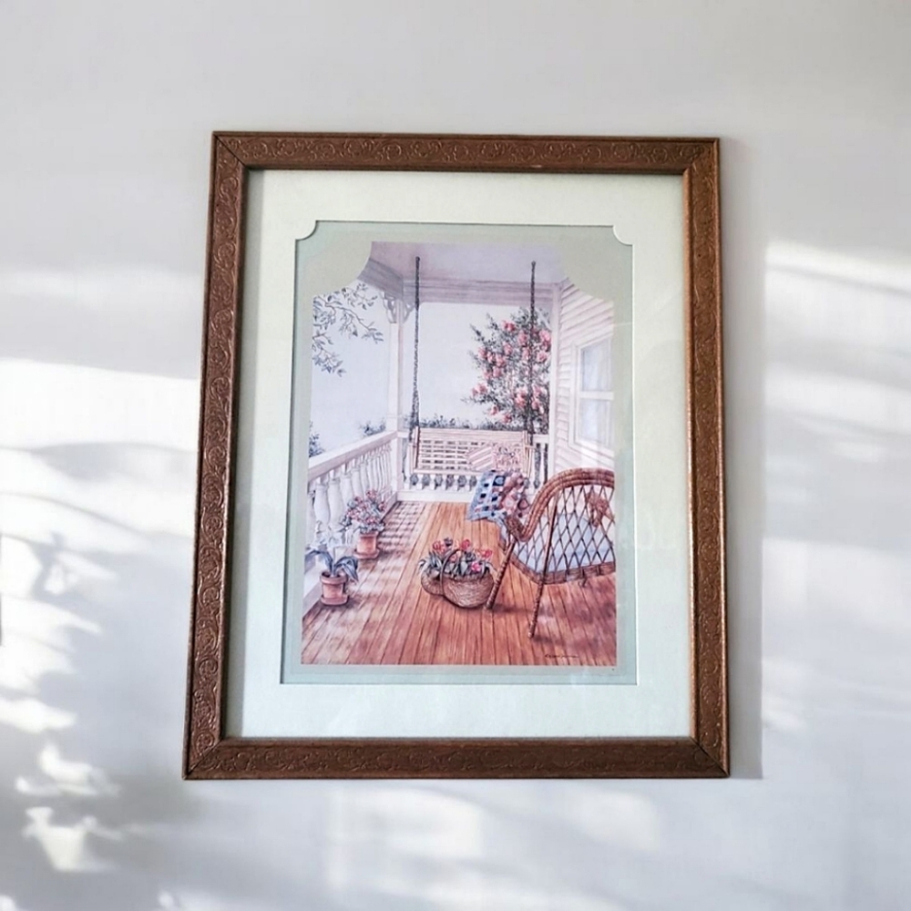 Vintage Aunt Bettys Porch Framed Wall Art 16.5 x 13.5